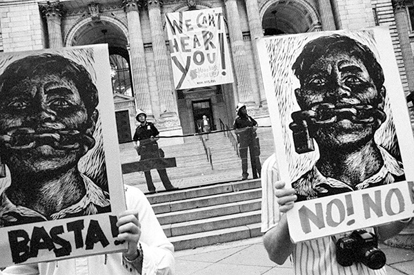 Demonstration in front of the New York Public Library during the Republican National Convention, NY 2004