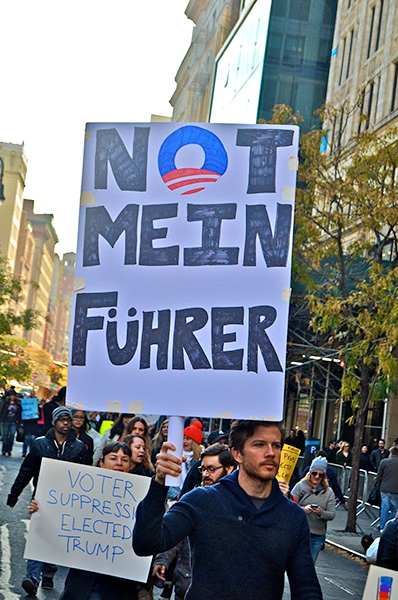 Anti-Trump Protest, Union Square March up 5th Avenue, 2016