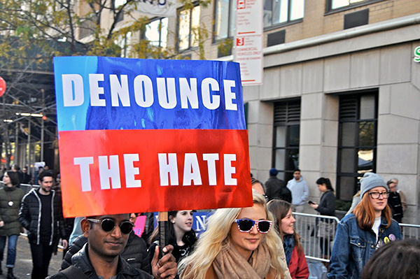 Anti-Trump Protest, Union Square March up 5th Avenue, 2016