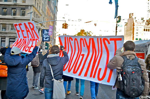 Anti-Trump Protest, Union Square March up 5th Avenue, 2016