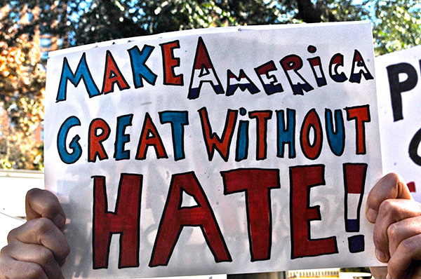 Anti-Trump Protest, Union Square March up 5th Avenue, 2016